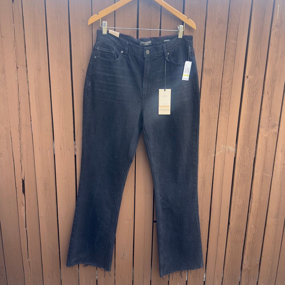 NWT Scotch & Soda The Glow High Rise Bootcut Jeans 10/30 Black Denim